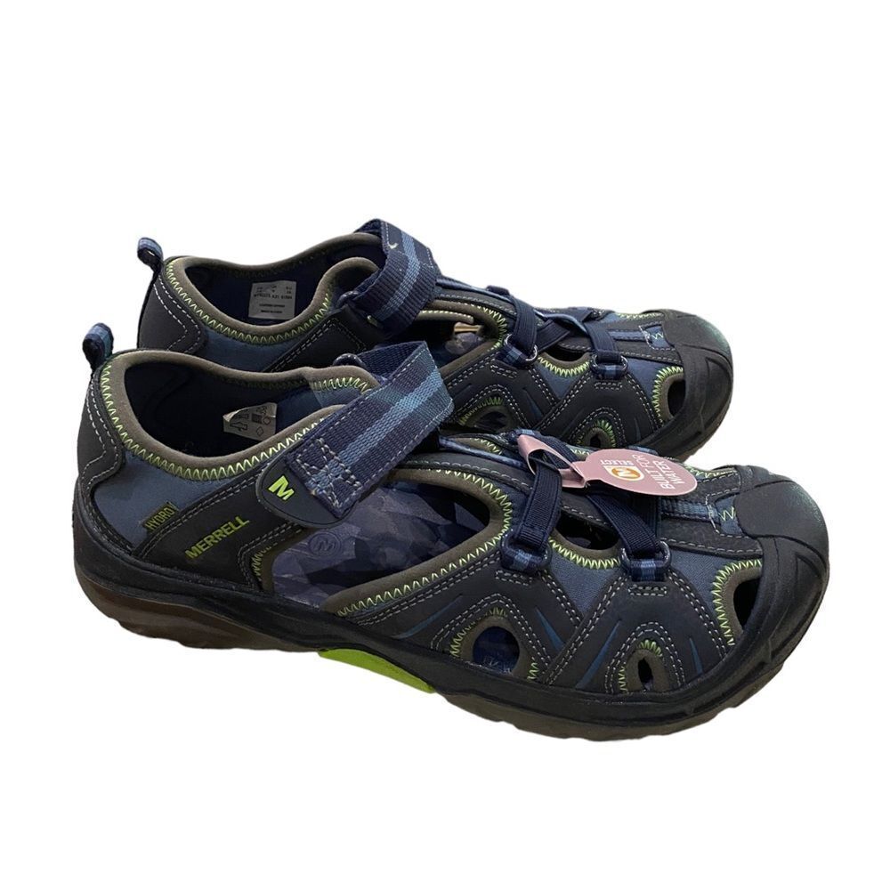 MERRELL Big Kids Navy Green Hydro Sandals NEW 7 - Picture 2 of 6